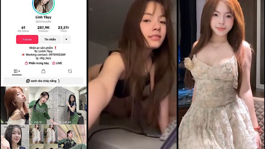 [Hot Scandal] Hot tiktoker 300k follow Linh Tây lộ clip với anh người yêu gầy gầy mà buồi to